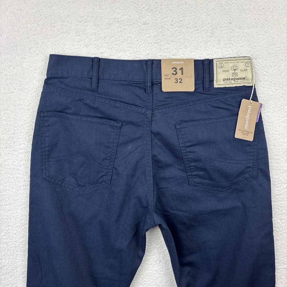 NEW PATAGONIA Performance Twill Jeans Mens 31/32 Navy Blue Slim Fit Stretch Pant